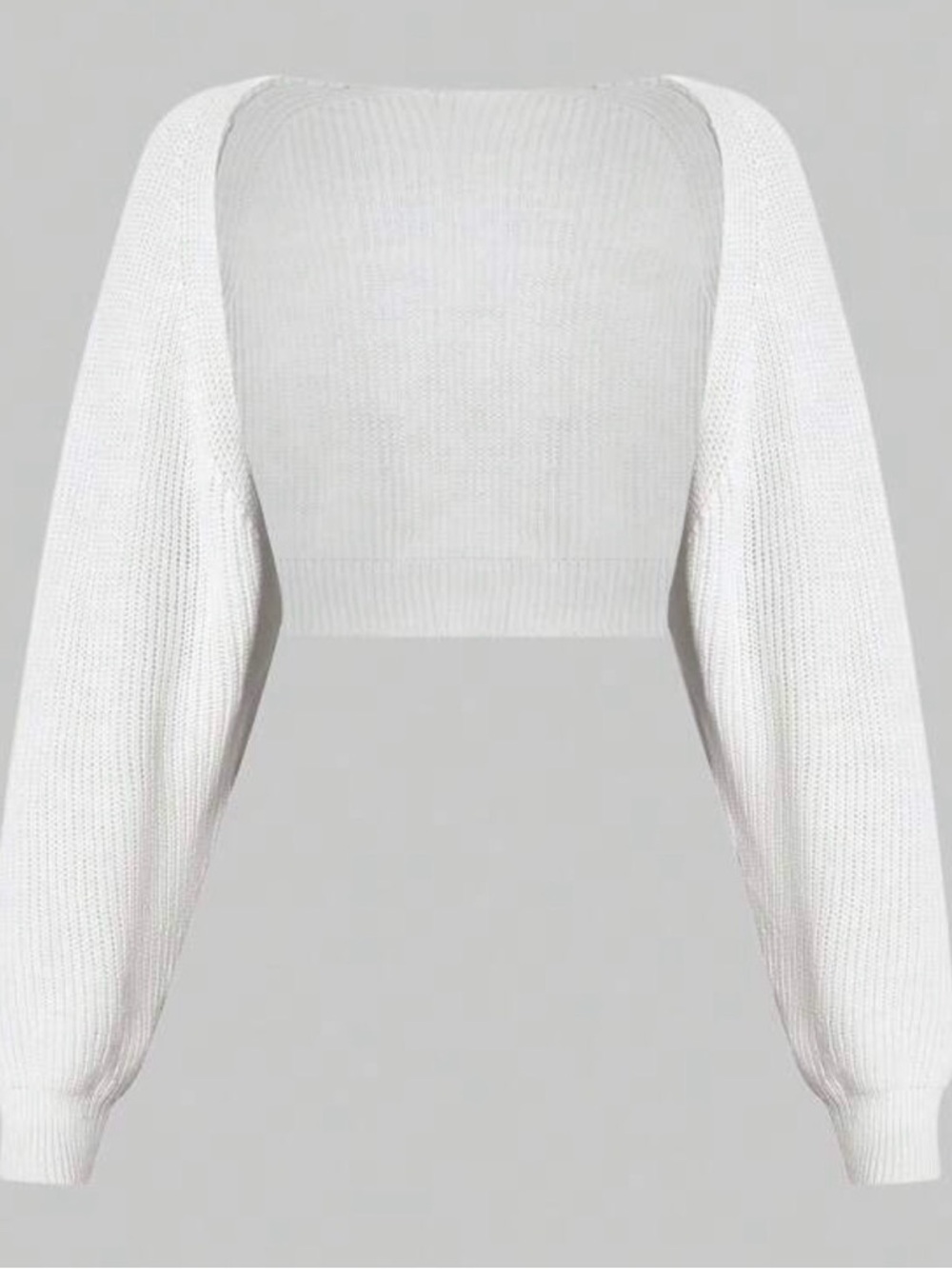 SHEIN White or Black Off-Shoulder Cropped Balloon-Sleeve Sweater